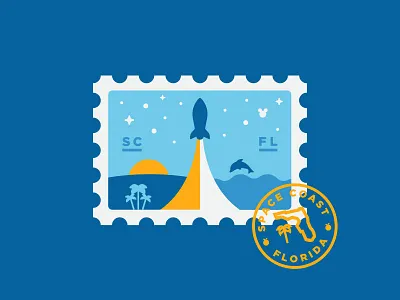 Florida Bound badge beach disney flat florida launch mickey mouse rocket space coast stamp sun