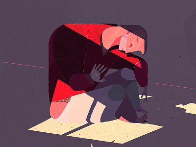 Comfort zone box character flat geometric illustration light photoshop square