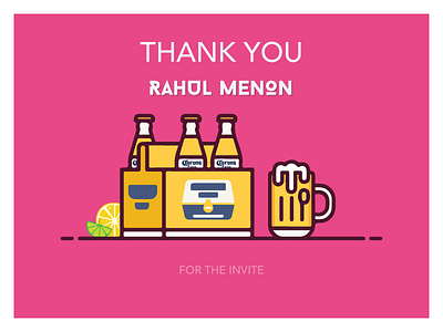 Dribbble Thanks artwork beer corona beer debut dribbble first shot illustration invite lemon thank you thanks visual design