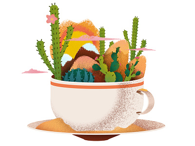 A Desert in a Teacup adobe illustrator adobe photoshop desert graphic design graphic designer illustration illustrator texture yellow