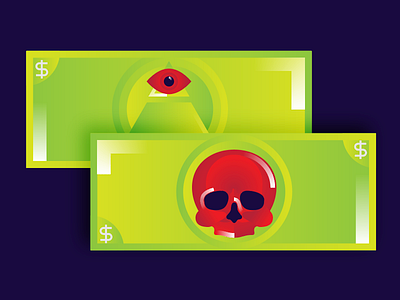 dollardollarbill dollar eye gradient money pyramid skull