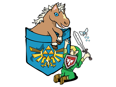 Link Pocket-tee breath of the wild epona link nintendo switch teepublic tshirt zelda