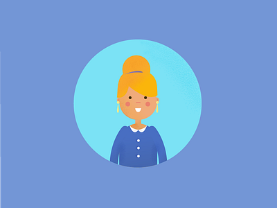 Girl! avatar blonde blue flat girl halftone illustration