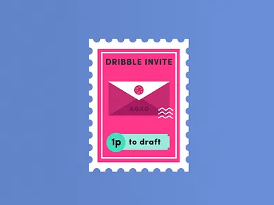 1 Dribbble Invite! design dribbble envelope illustrator invite stamp vector