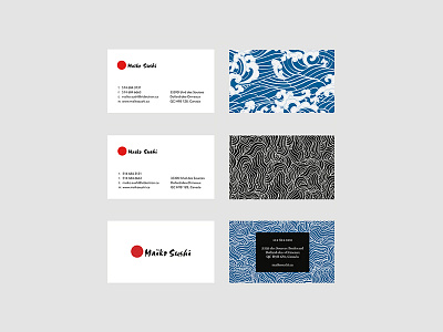 Maiko Sushi branding business card identity japanese patterns restaurant stationery sushi