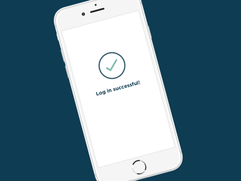 Log in successful checkmark inputs log in message phone sign in success transition ui