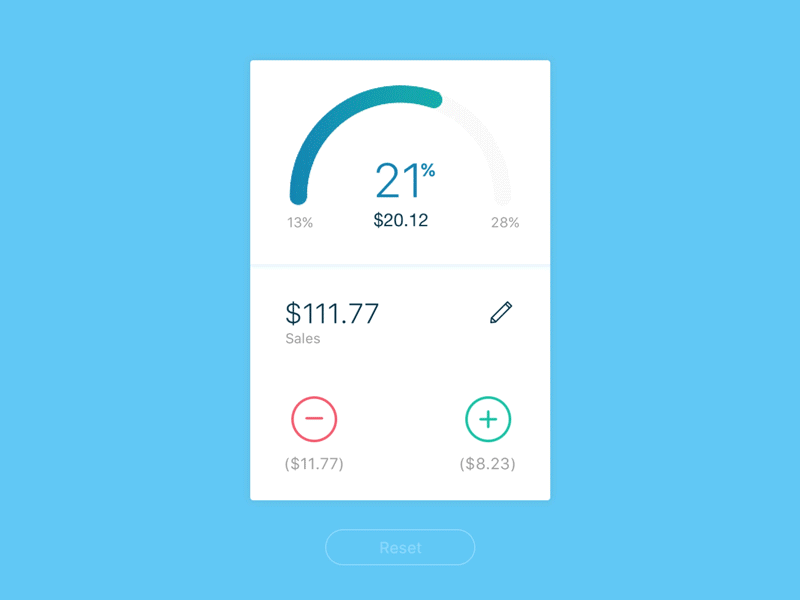 Commission Calculator add calculator commission gear gradient numbers principle prototype subtract ui visual widget