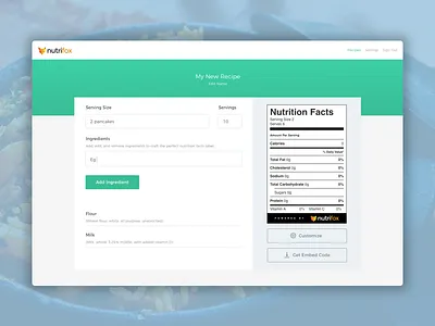 Nutrifox interface designer web app