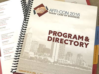 AFFI-CON 2016 Program and Directory campaign collateral directory graphic design print program