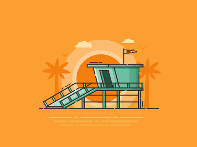 Beach Baywatch Tower baywatch beach flat design house lifeguard observation seaside tower