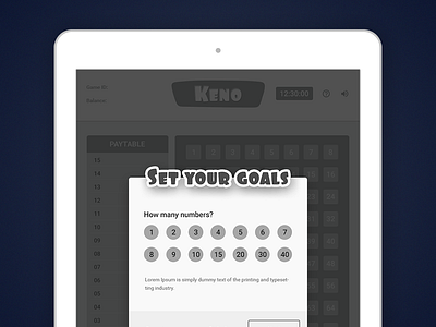 Keno Game Wireframe gamble game login game wireframes games ipad keno login screen pay table table wireframes