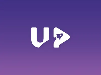 UP + Play + Rocket aiste designer branding idea logo design minimal play rocket simple tieatie up