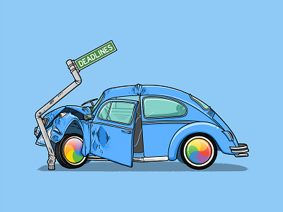 CRASH art beetle funny illustration mac pinwheel vw