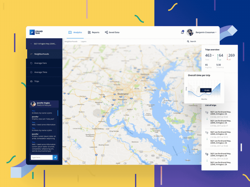 Interactive Neighborhood Map Animation animation behance dashboard gif interactions interactive map neighborhood responsive taxi time and price