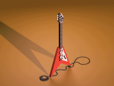 V for 36daysoftype 36daysoftype 36daysoftype v animation flying v guitar isometric rock type v