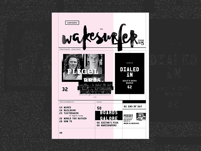 The Wakesurfer Table of Contents editorial layout magazine table of contents toc wakeboarding
