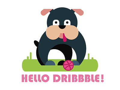 Hello, Dribbble! debut dog illustration dribbble first shot