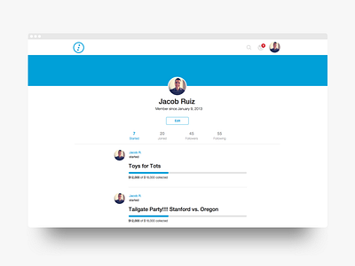 Tilt: Profile | Desktop blue clean column design flat header profile single ui