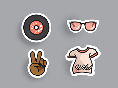 Sticker Swag feel good hand peace pink record shirt sticker stickers sunglasses tshirt wild