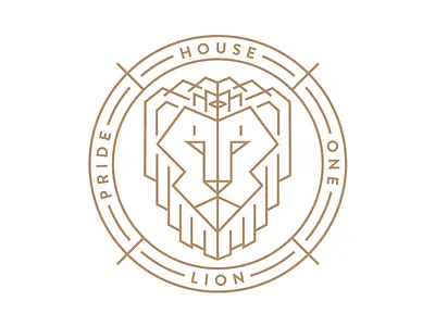 House Lion Logo Variation badge crest crown gold line art lion sigil vector illustration