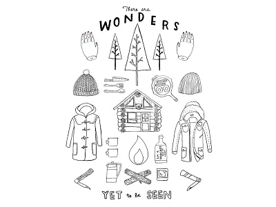 Wonders Yet to be Seen anatomical camping drawing fine line food graphic illustration travel