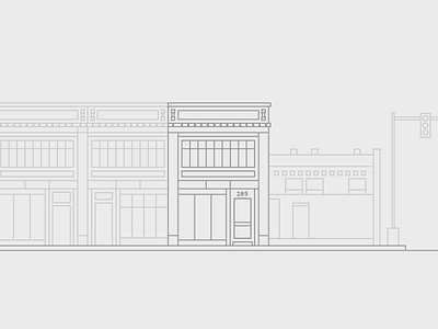 Building Linework building doors flat office storefront street windows