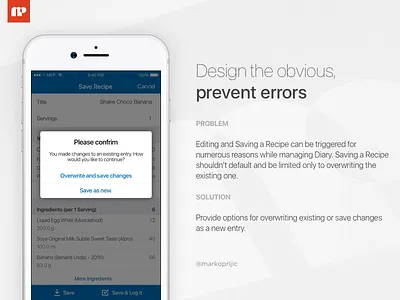 MyFitnessPal Recipe Save app concept ios myfitnesspal redesign underarmour ux