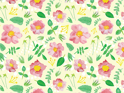 California Rose Pattern 100 day project flowers graphic design illustration surface design watercolor watercolor patterns