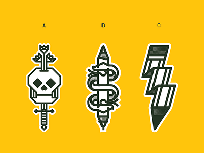 Sticker Mule Options caduceus digital lightening monoline pencil skull sticker sword