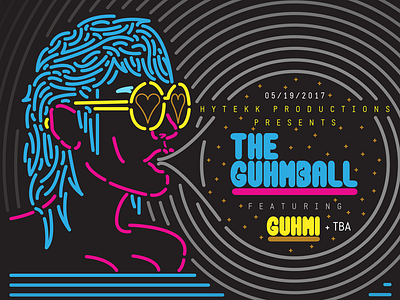 The Guhmball babe custom type dj edm electronic flyer gig live neon poster trap vector