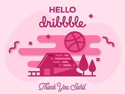 Helloo Dribbble! debut dribbble invite first soft shadow village