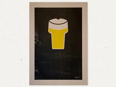 BEER A3 Riso Poster a3 black design illustration illustrator paper poster recycle riso risograph stencil yellow