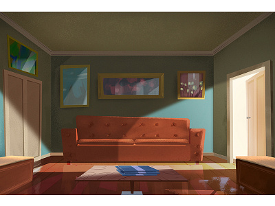 Waiting Room book computer digital art illustration light office painting room vector work