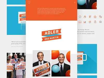 Personal Website adler for mayor austin branding campaign logo mayor politics portfolio texas ui website