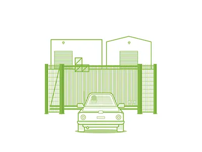 High security gate car factory gate illustration