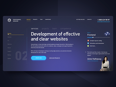 Developer Ann Hathaway Main Page. Daily UI#12 daily ui develope frontend landing main programmer quote skill ui website