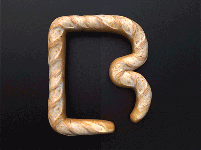 B[read] 3d alphabet animation bread font lettering render webshocker