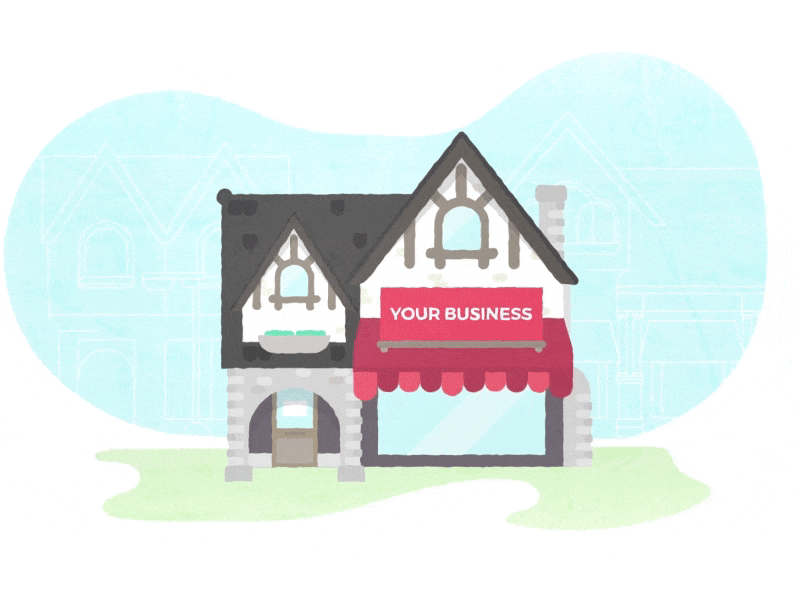 Your Business animation blob bubble building business gif house loop shop