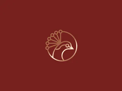 Peacock bird brand emblem feather logo peacock
