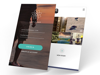 Explorer - The App for Travelbirds app login sketch travel ui