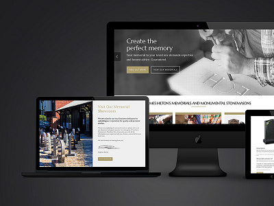 James Hilton Memorials Web Design business bw dark grey headstone memorial mono undertaker web website white