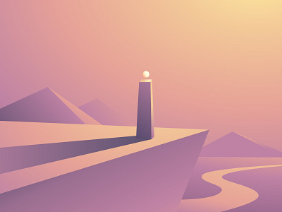 Ball-Bearing Obelisk gradient illustration landscape vector