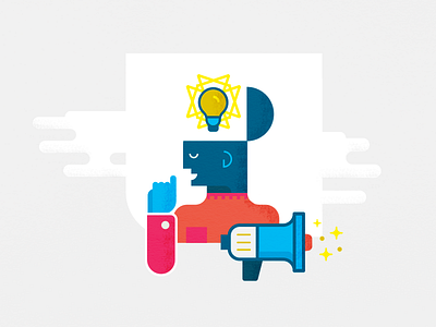 I've got an idea branding eureka idea lightbulb marketing megaphone person thinking