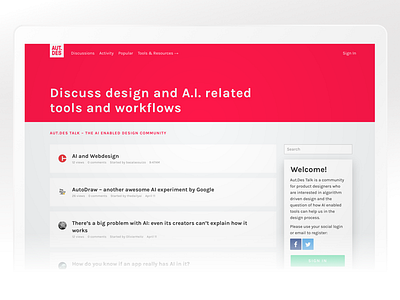 Aut.Des – Forum ai artificial intelligence community design forum future ml new tools smart ui ux