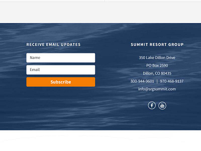 Website footer blue footer orange web site website