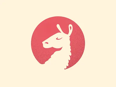 da, lama 2d animal lama logo negative noise pink