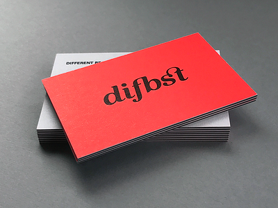 Difbst Cards branding bright business card logo neon pms 805 quadplex spot color triplex