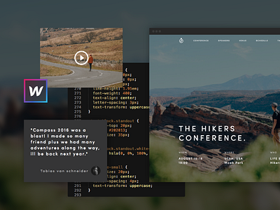Compass - The Hikers Conference conference free landing landing page template ui webflow website
