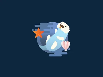 Otter and Friends cartoon dive fulldive illustration mammal ocean otter shell starfish virtual reality vr waves