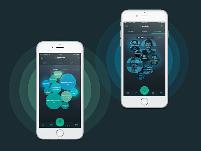 Speakster Discover app design bubbles community social network tags